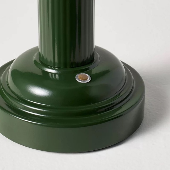 11.5" Fluted Metal Rechargeable Library Table Lamp Green - Hearth & Hand - Picture 5 of 5